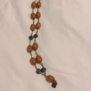 Antique/Vintage Amber Bakelite and Metal Beaded Necklace